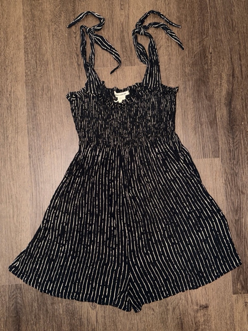 Billabong Black Stripe Tie-Shoulder Romper
